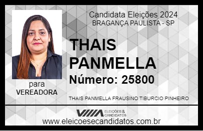 Candidato THAIS PANMELLA 2024 - BRAGANÇA PAULISTA - Eleições