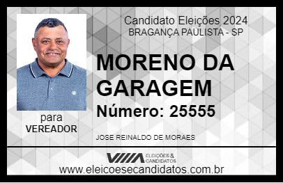 Candidato MORENO DA GARAGEM 2024 - BRAGANÇA PAULISTA - Eleições