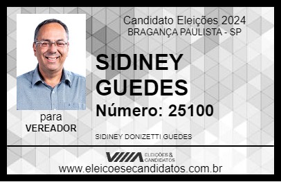 Candidato SIDINEY GUEDES 2024 - BRAGANÇA PAULISTA - Eleições