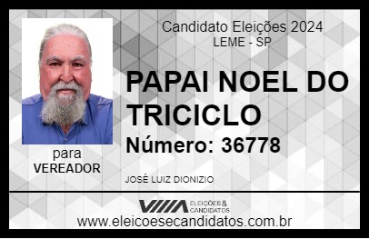 Candidato PAPAI NOEL DO TRICICLO 2024 - LEME - Eleições