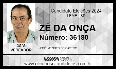 Candidato ZÉ DA ONÇA 2024 - LEME - Eleições