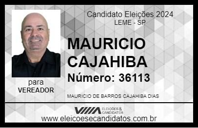 Candidato MAURICIO CAJAHIBA 2024 - LEME - Eleições