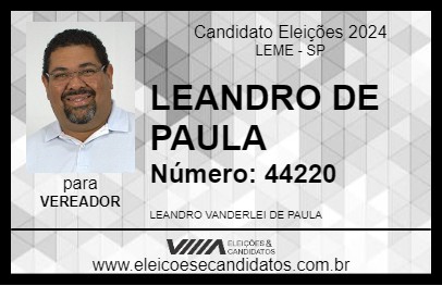 Candidato LEANDRO DE PAULA 2024 - LEME - Eleições