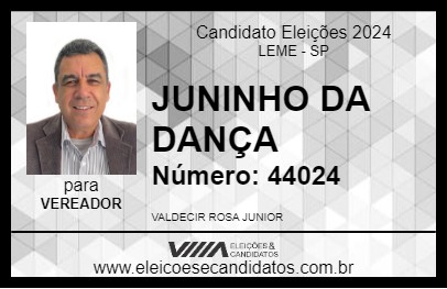 Candidato JUNINHO DA DANÇA 2024 - LEME - Eleições