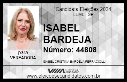 Candidato ISABEL BARDEJA 2024 - LEME - Eleições