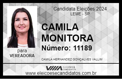 Candidato CAMILA MONITORA 2024 - LEME - Eleições