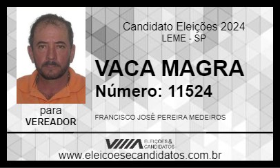 Candidato VACA MAGRA 2024 - LEME - Eleições