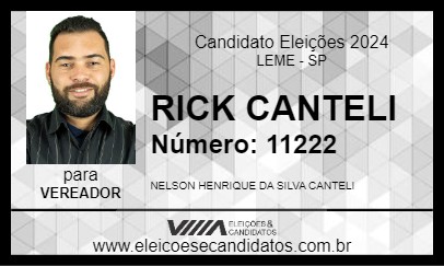 Candidato RICK CANTELI 2024 - LEME - Eleições