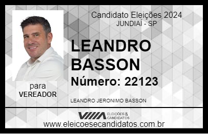 Candidato LEANDRO BASSON 2024 - JUNDIAÍ - Eleições