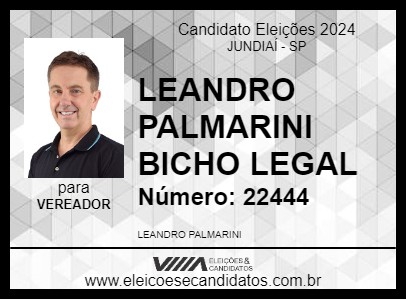 Candidato LEANDRO PALMARINI BICHO LEGAL 2024 - JUNDIAÍ - Eleições