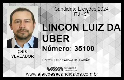 Candidato LINCON LUIZ DA UBER 2024 - ITU - Eleições