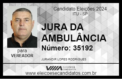 Candidato JURA DA AMBULÂNCIA 2024 - ITU - Eleições