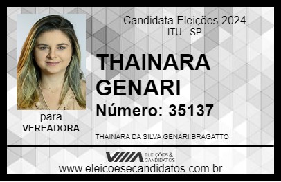 Candidato THAINARA GENARI 2024 - ITU - Eleições