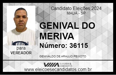 Candidato GENIVAL DO MERIVA 2024 - MAUÁ - Eleições