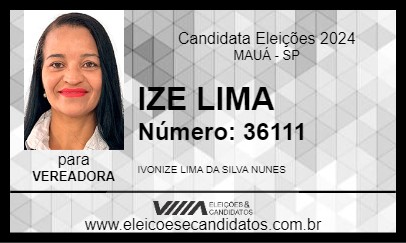 Candidato IZE LIMA 2024 - MAUÁ - Eleições