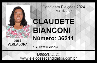 Candidato CLAUDETE BIANCONI 2024 - MAUÁ - Eleições