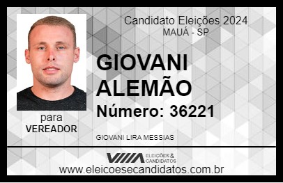 Candidato GIOVANI ALEMÃO 2024 - MAUÁ - Eleições