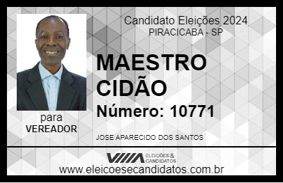 Candidato MAESTRO CIDÃO 2024 - PIRACICABA - Eleições