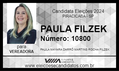 Candidato PAULA FILZEK 2024 - PIRACICABA - Eleições