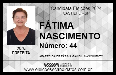 Candidato FÁTIMA NASCIMENTO 2024 - CASTILHO - Eleições