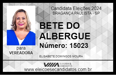 Candidato BETE DO ALBERGUE 2024 - BRAGANÇA PAULISTA - Eleições