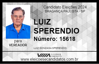 Candidato LUIZ SPERENDIO 2024 - BRAGANÇA PAULISTA - Eleições