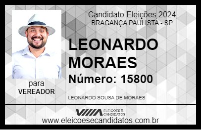 Candidato LEONARDO MORAES 2024 - BRAGANÇA PAULISTA - Eleições