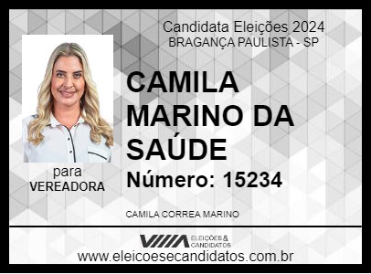 Candidato CAMILA MARINO DA SAÚDE 2024 - BRAGANÇA PAULISTA - Eleições