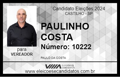 Candidato PAULINHO COSTA 2024 - CASTILHO - Eleições