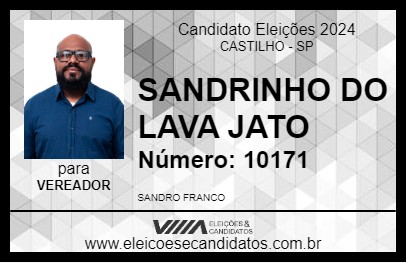 Candidato SANDRINHO DO LAVA JATO 2024 - CASTILHO - Eleições