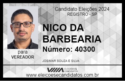 Candidato NICO DA BARBEARIA 2024 - REGISTRO - Eleições