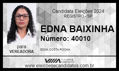 Candidato EDNA BAIXINHA 2024 - REGISTRO - Eleições