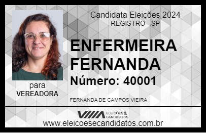 Candidato ENFERMEIRA FERNANDA 2024 - REGISTRO - Eleições