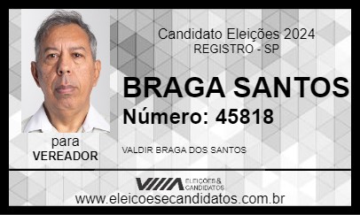 Candidato BRAGA SANTOS 2024 - REGISTRO - Eleições