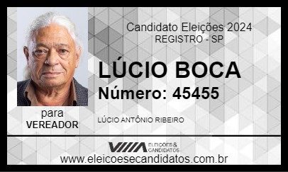 Candidato LÚCIO RIBEIRO LÚCIO BOCA 2024 - REGISTRO - Eleições