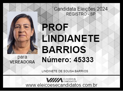 Candidato PROF LINDINETE BARRIOS 2024 - REGISTRO - Eleições