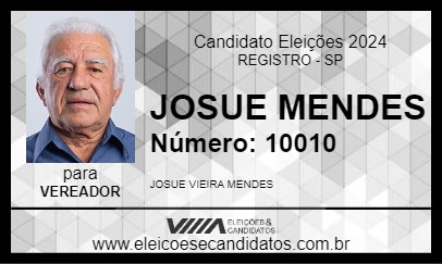 Candidato JOSUE MENDES 2024 - REGISTRO - Eleições