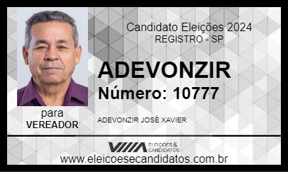 Candidato ADEVONZIR 2024 - REGISTRO - Eleições