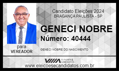 Candidato GENECI NOBRE 2024 - BRAGANÇA PAULISTA - Eleições