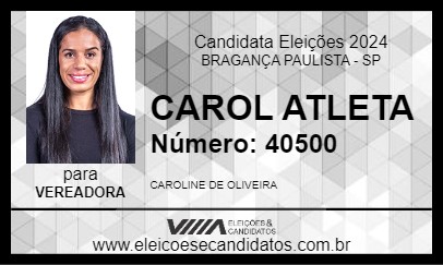 Candidato CAROL ATLETA 2024 - BRAGANÇA PAULISTA - Eleições