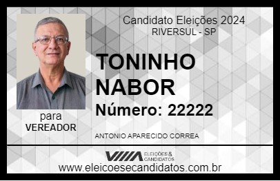 Candidato TONINHO NABOR 2024 - RIVERSUL - Eleições