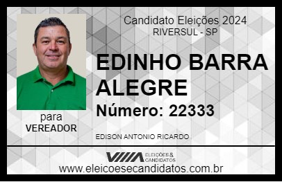 Candidato EDINHO BARRA ALEGRE 2024 - RIVERSUL - Eleições