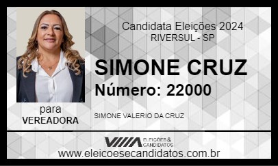 Candidato SIMONE CRUZ 2024 - RIVERSUL - Eleições