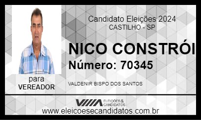 Candidato NICO CONSTRÓI 2024 - CASTILHO - Eleições