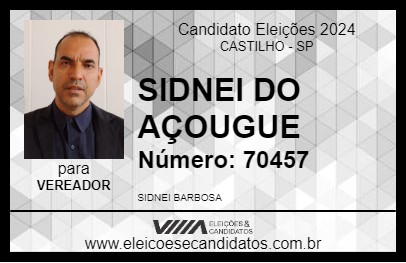 Candidato SIDNEI DO AÇOUGUE 2024 - CASTILHO - Eleições