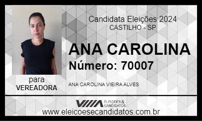 Candidato ANA CAROLINA 2024 - CASTILHO - Eleições