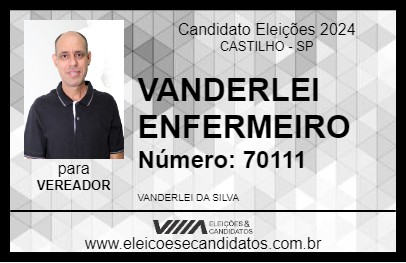 Candidato VANDERLEI ENFERMEIRO 2024 - CASTILHO - Eleições