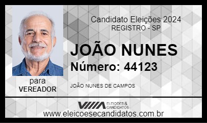 Candidato JOÃO NUNES 2024 - REGISTRO - Eleições