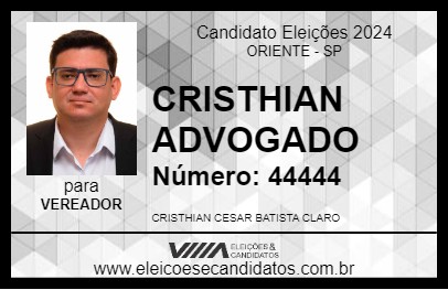 Candidato CRISTHIAN ADVOGADO 2024 - ORIENTE - Eleições