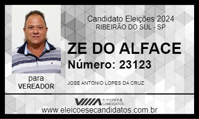 Candidato ZE DO ALFACE 2024 - RIBEIRÃO DO SUL - Eleições